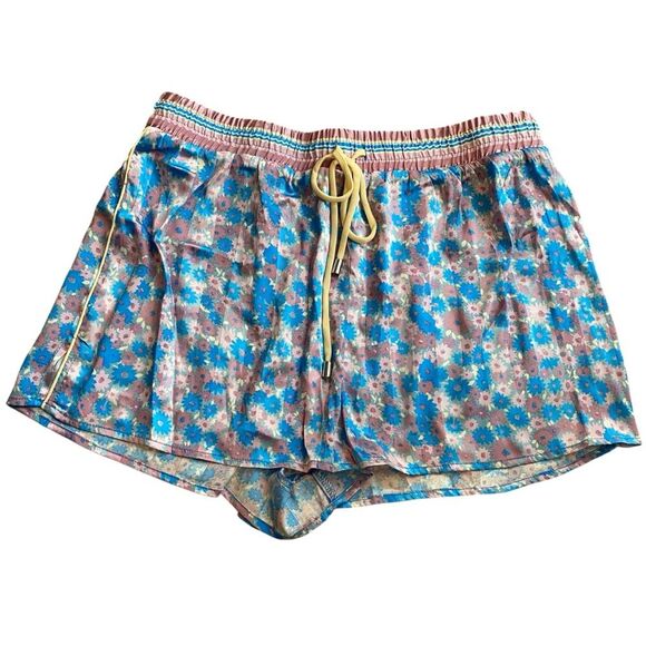 Free People M Pillow Talk Satin Pajama Set Lilac Blue Floral Print Silky New - Picture 3 of 13